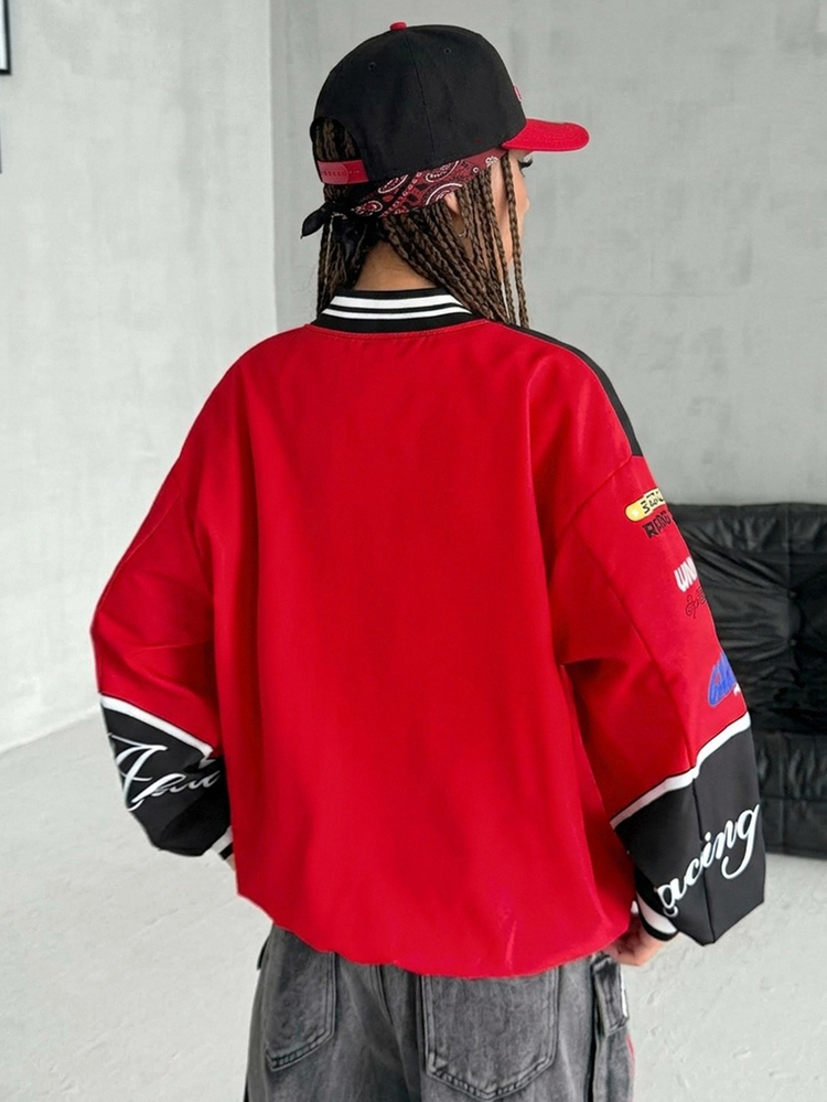 Coolane Women's Fall Streetwear Blokecore Color-Blocked Letter Pattern Print - Multicolor - View 8