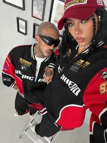 Coolane 女款秋季街頭風 Blokecore 配色拼接字母圖案印花 - 彩色 - 查看 6