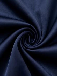 Velvienne Women's Fall/Winter Navy Mesh Patchwork Satin Dress, Lapel Button-Down Swing Ankle-Length Skirt, Sophisticated Occasion Wear For Business Banquet - Navy Blue - View 3