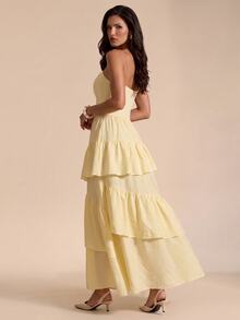 Bluhae Yellow Dress, Spring/Summer Dress, Strapless Ruffle Dress, Evening Gown, Luxury Dress, 2026 New Style Dress - Yellow - View 2