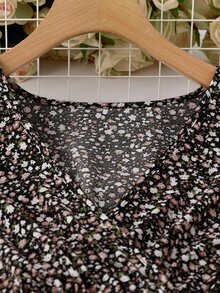 EMERY ROSE Vestido casual de mujer de manga corta con estampado, conjunto de mujer de diseño aleatorio maxi - Negro - Ver 5