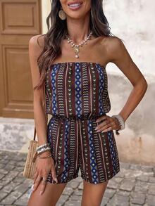 Brillora Women's Loose Printed Halter Jumpsuit, Suitable For Spring/Summer Vacation - Burgundy - View 6