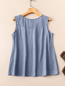 EMERY ROSE Blusa casual de unicolor para mujer en verano - Azul - Ver 2