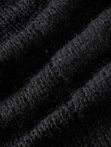 ROMWE Grunge Punk Sweater Lengan Lonceng Polos dengan Tampilan Usang - Hitam - View 8