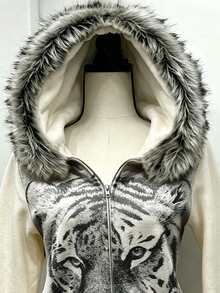 Lalippa Women's Autumn/Winter Vintage Tiger Print Sweatshirt - Multicolor - View 3