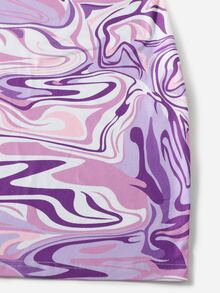 SHEIN ICON 90s Marble Print Ruched Graphic Bodycon Dress,Pastel Dresses For Women - Lilac Purple - View 5