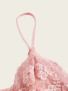SHEIN ICON Contrast Lace Bow Front Y2k Solid Cami Top, Summer Vacation Daily - Baby Pink - View 5