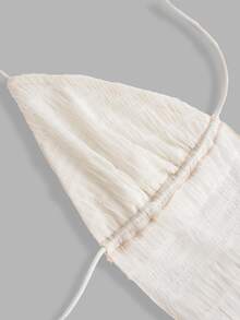 SHEIN ICON Split Hem Tie Backless Mesh Halter Y2k Top - Apricot - View 5