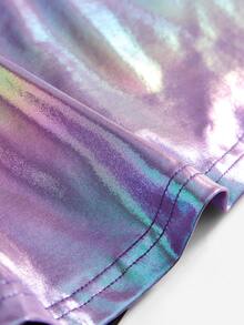 SHEIN ICON Holográfico Couro Pu Saia Flare - Roxo - Visão 5