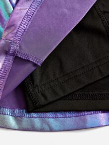 SHEIN ICON Holográfico Couro Pu Saia Flare - Roxo - Visão 6