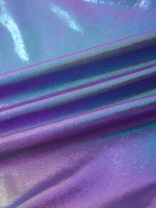 SHEIN ICON Holographic Hanky Hem Cami Top & Drawstring Side Skirt - Purple - View 4