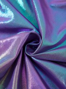 SHEIN ICON Holographic Hanky Hem Cami Top & Drawstring Side Skirt - Purple - View 8