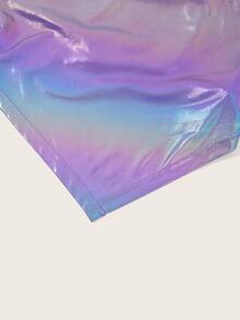 SHEIN ICON Holographic Hanky Hem Cami Top & Drawstring Side Skirt - Purple - View 7