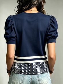 Selamara 女款純色泡泡袖圓領時尚休閒夏季上衣 - 彩色 - 查看 2