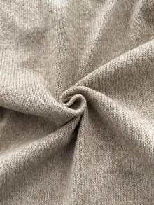 SHEIN Sweater Lengan Panjang Wanita dengan Kancing Setengah Plaket - Aprikot - View 7