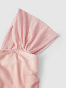 SHEIN MOD Women's Pink Gradient Mesh Shoulder Top And Asymmetrical Hem Skirt Fashion 2 Pieces Set - Multicolor - View 7