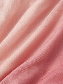 SHEIN MOD Women's Pink Gradient Mesh Shoulder Top And Asymmetrical Hem Skirt Fashion 2 Pieces Set - Multicolor - View 6