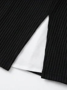 LUMIGAL Fall Clothes FOR WomenWomen's 2 In 1 Long Sleeve Casual Loose Shirt - Black and White - View 7