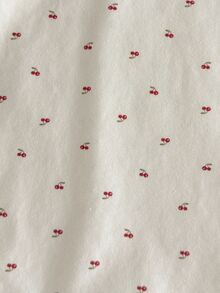 Loomiva 女嬰印花2件套，紅色秋季長袖針織T恤與冬季長褲，100%純棉可愛端莊家庭套裝，蝴蝶結裝飾嬰兒套裝 - 米色 - 查看 8