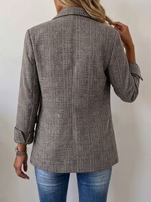 Holdful Holdful Women's Houndstooth Lapel NeckLong Sleeve Casual Regular Fit Jacket - Multicolor - View 2