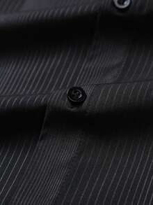Calvornis Men's Plus Size Solid Color Single-Breasted Casual Short Sleeve Shirt, Formal - Black - View 5