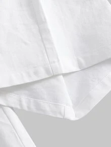 SHEIN Sparklyn 青少年女孩純色高腰寬腿鬆身長褲 - 白色 - 查看 2