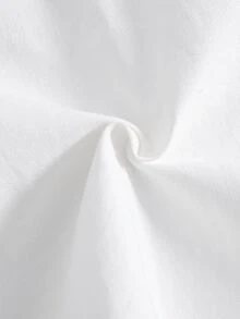 SHEIN Sparklyn 青少年女孩純色高腰寬腿鬆身長褲 - 白色 - 查看 7