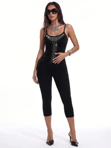 Oceva Women's Fashion U-Neck Backless Black Tank Top Club Night Out Party Summer Sexy - Black - View 4
