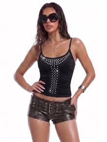 Oceva Women's Fashion U-Neck Backless Black Tank Top Club Night Out Party Summer Sexy - Black - View 7