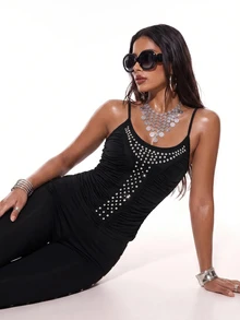 Oceva Women's Fashion U-Neck Backless Black Tank Top Club Night Out Party Summer Sexy - Black - View 6