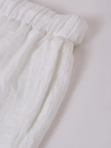 Solivie 3 Piece Linen Women's Solid Color Camisole Top, Shorts And Robe Casual Everyday Set - White - View 7