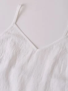 Solivie 3 Piece Linen Women's Solid Color Camisole Top, Shorts And Robe Casual Everyday Set - White - View 6