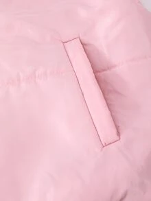 SHEIN Teen Girls Casual All-Match Versatile Sports Wide Shoulder Stand Collar Short Cotton Padded Vest For Autumn/Winter - Pink - View 2