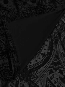ROMWE Hippie Jaket Ukuran Besar Longgar dengan Desain Berongga Berbahan Kain Beludru Gaya Ramalan Gotik Gelap - Hitam - View 11