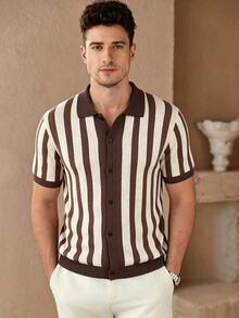 Core Aspect Summer Men's Fashion Casual Cardigan, Knit Brown Sweater - Rust Brown - View 6