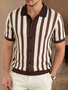 Core Aspect Summer Men's Fashion Casual Cardigan, Knit Brown Sweater - Rust Brown - View 5