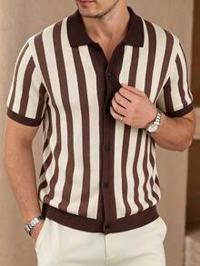 Core Aspect Summer Men's Fashion Casual Cardigan, Knit Brown Sweater - Rust Brown - View 1