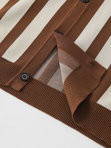 Core Aspect Summer Men's Fashion Casual Cardigan, Knit Brown Sweater - Rust Brown - View 4