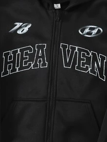 SHEIN Casuvi Kids 青少年男孩連帽街頭風 Y2K 字母印花萬聖節運動衫 - 彩色 - 查看 4