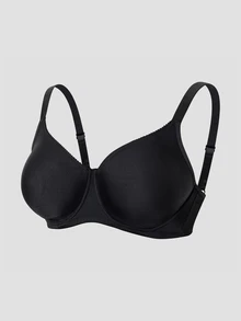 DesireSculpt Minimalist Thin Underwire No Padding Plus Size Bra - Black - View 3
