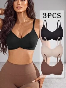 Slayform Women's Bestselling Sports Bra, Comfortable, High Cost-Performance, High Quality, Fitted, 3 Pieces Set - Multicolor - View 3