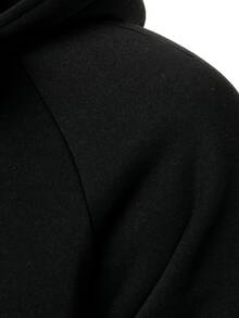 Manfinity Homme 男士騎士圖案抽繩連帽拉鍊休閒日常長袖運動衫，男士拉鍊連帽衫，男士拉鍊外套 - 黑色 - 查看 5
