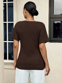 MaterniWear 孕婦純色休閒百搭日常開襟衫 - 咖啡棕 - 查看 5