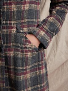 Zovinel Flannel Weave Plaid Overcoat With Metal Decoration, Romantic Elegant Fall Autumn/Winter,Back To School, Casual Commute Work - Multicolor - View 5