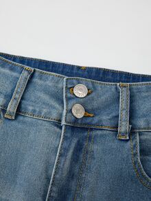 GlowEve Women's Casual Commuting Contrast Lace Flare Jeans - Blue - View 8