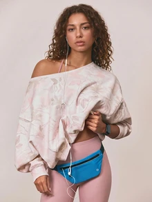 GLOWMODE Everyday Fleece Shine Bright Soft Warm Lightweight Oversized Off-The-Shoulder Pullover Sweatshirt Autumn Winter Outdoors Daily Casual Wear - Grey - View 5
