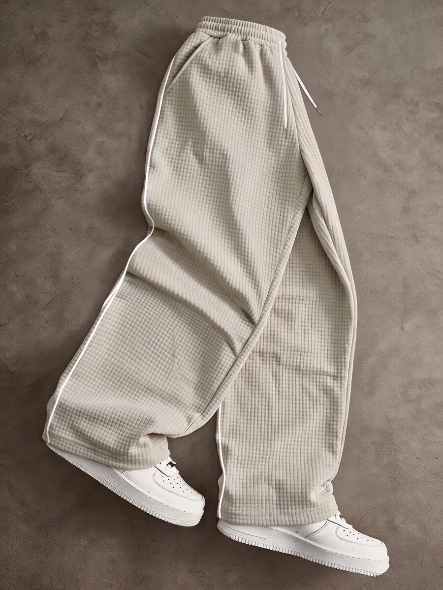 Sport MetroGents Men's Drawstring Waist Pocket Loose Casual Sports Long Pants, Gym - Khaki - View 1