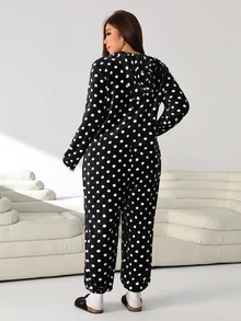 Solflare Plus Size Women Polka Dot Casual Daily Wear Jumpsuit - Multicolor - View 2