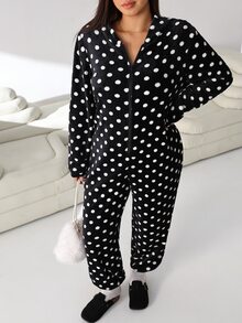 Solflare Plus Size Women Polka Dot Casual Daily Wear Jumpsuit - Multicolor - View 4