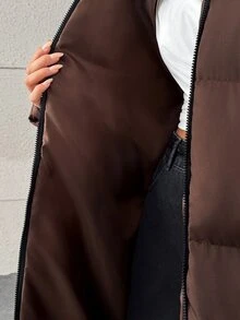 Pariaura Women's Brown Water-Resistant Maxi Winter Parka With Hood - بني - مشاهدة 10